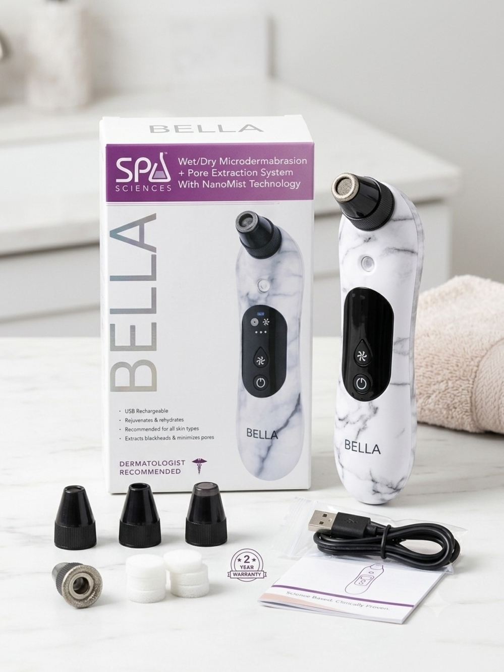 BELLA White Marble Pore Extraction & Microdermabrasion Device